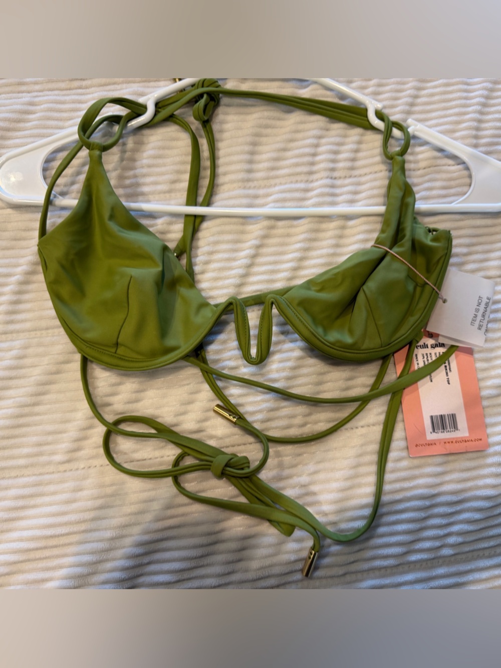 NWT cult gaia Olive Green Underwire Halter Bikini Top - Picture 5 of 8